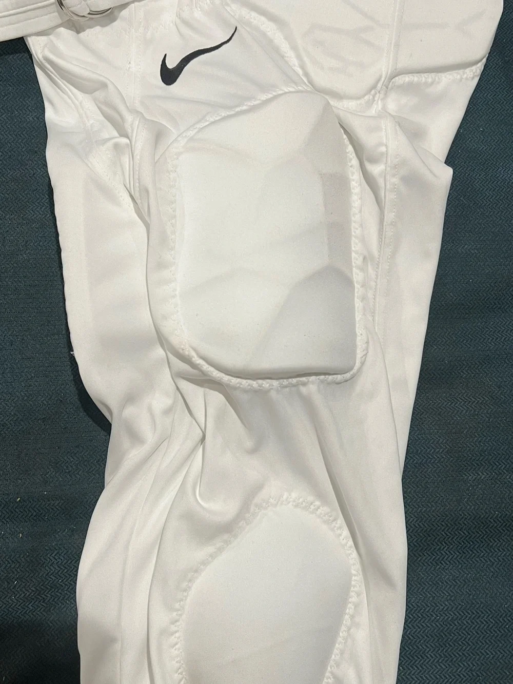 Nike White Athletic Padded Compression Tights with Black Swoosh